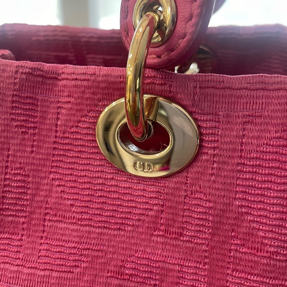 Authentic Christian Dior Pink Quilted Tote Satchel Career Resort Luxury Beachy - Picture 5 of 9